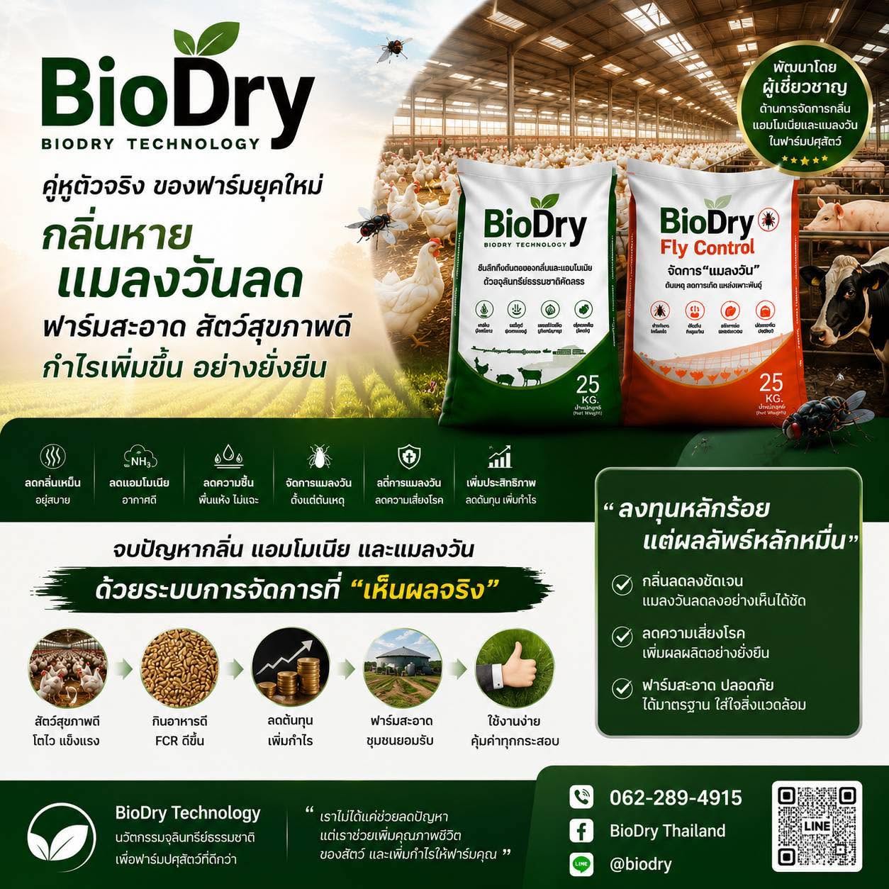 BioDry คู่หูตัวจริงของฟาร์มยุคใหม่ กลิ่นหาย แมลงวันลด กำไรเพิ่มอย่างยั่งยืน